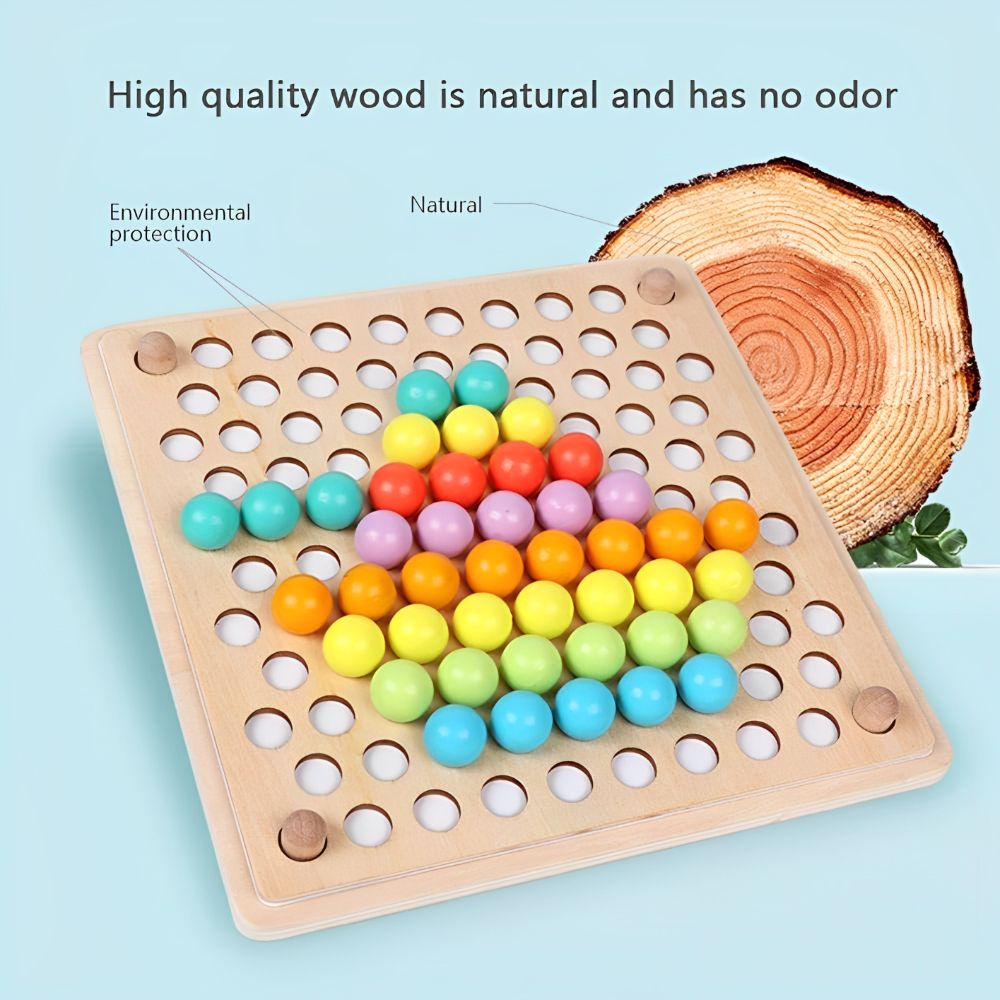 Joc Educativ de Sortare cu Bile din Lemn – Motricitate Fină & Învățare prin Joacă