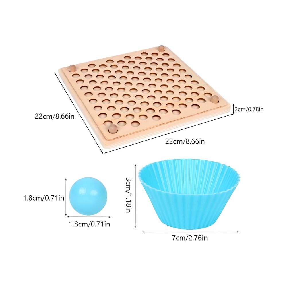 Joc Educativ de Sortare cu Bile din Lemn – Motricitate Fină & Învățare prin Joacă